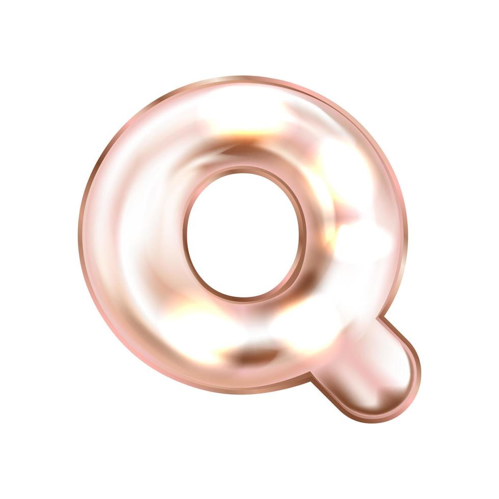 perl roze folie opgeblazen alfabet symbool, geïsoleerd brief q vector