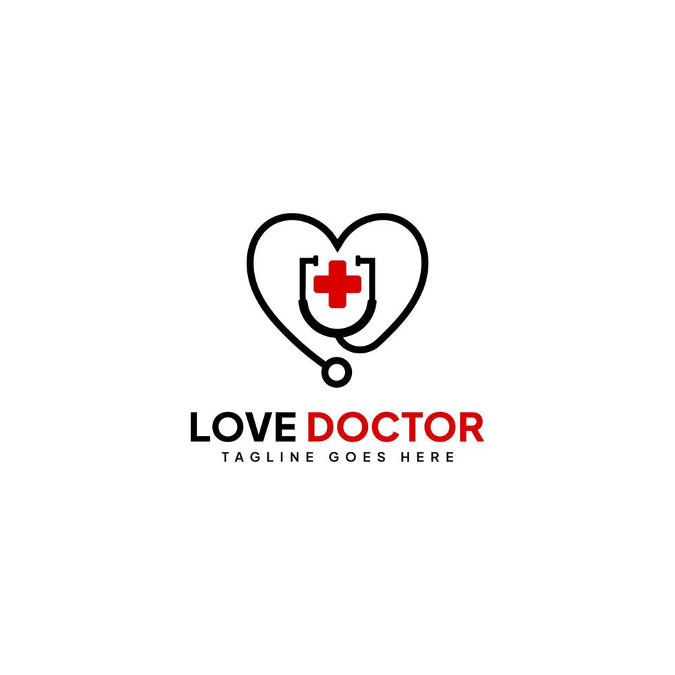 lijn kunst liefde dokter logo vector