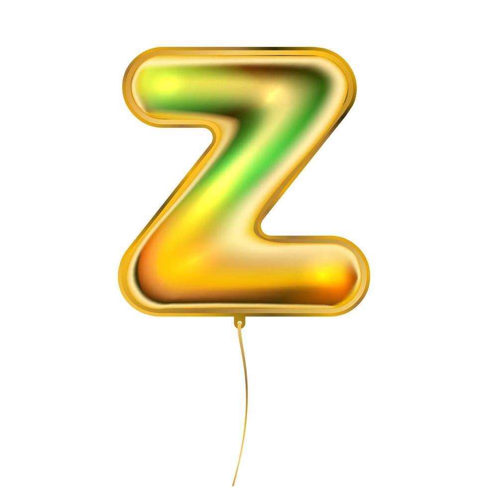 goud metalen ballon, opgeblazen alfabet symbool z vector