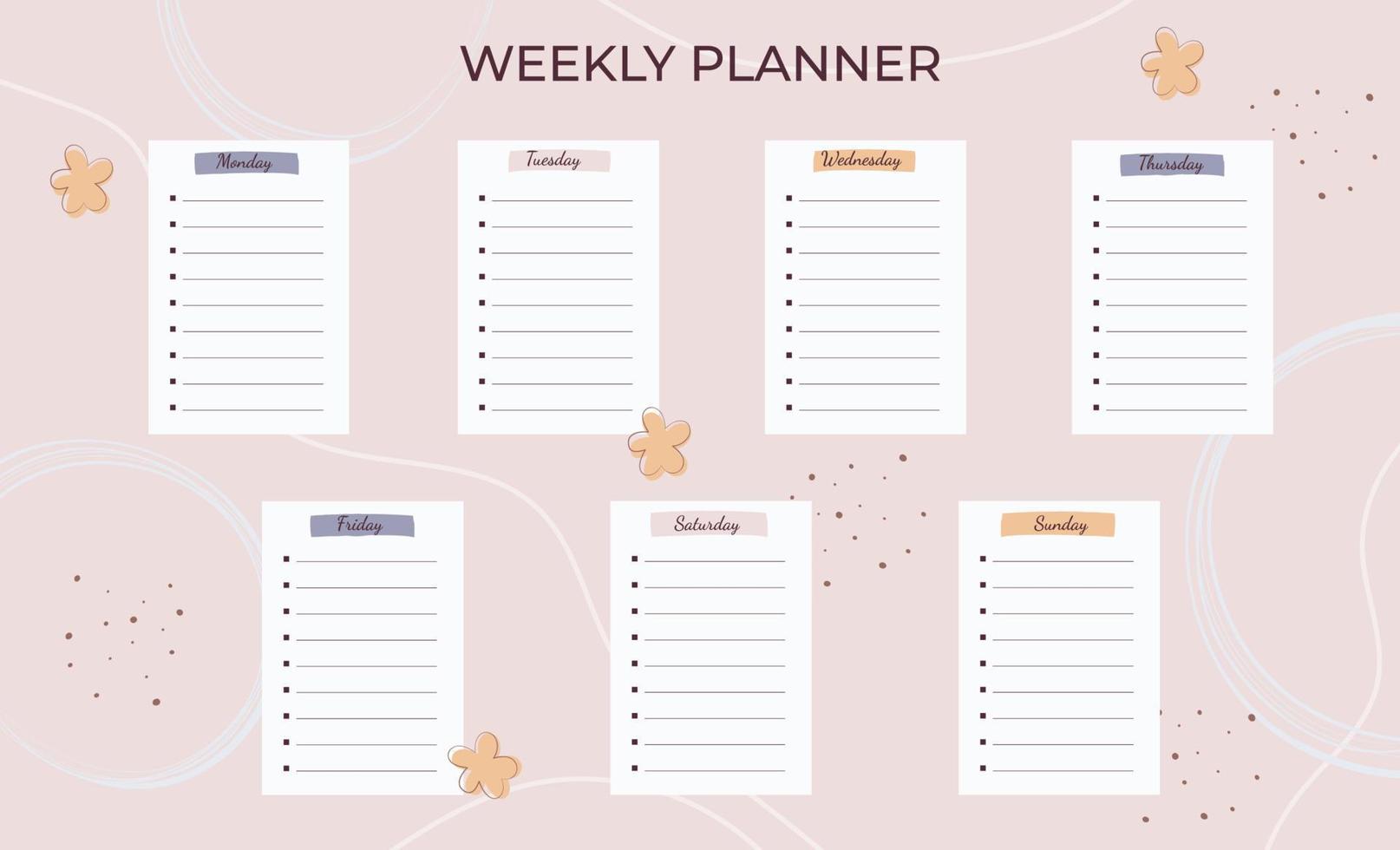 wekelijkse planner sjabloon vector