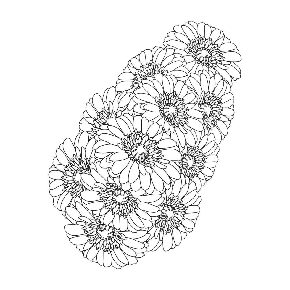 madeliefje bloem tekening kleur bladzijde met tekening kunst ontwerp in gedetailleerd lijn kunst vector grafisch