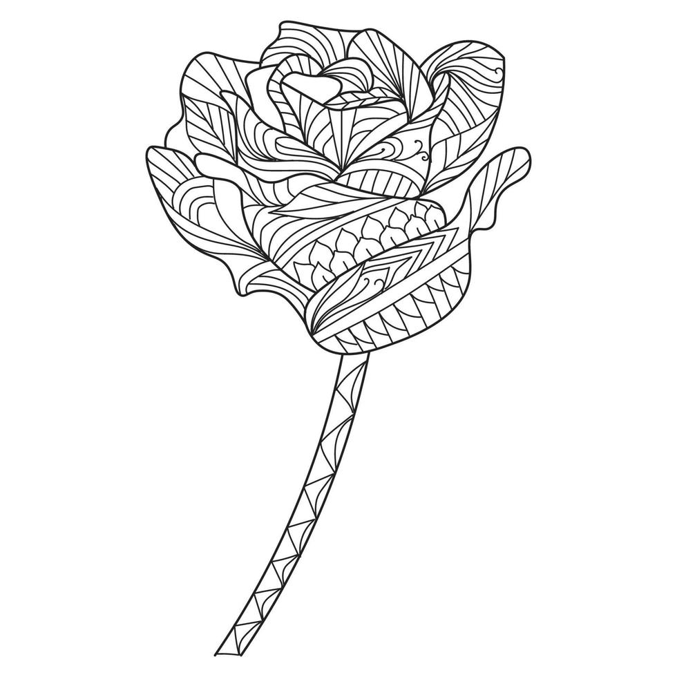 bloemen roos zentangle kleur bladzijde met decoratief gemakkelijk schetsen ontwerp illustratie vector