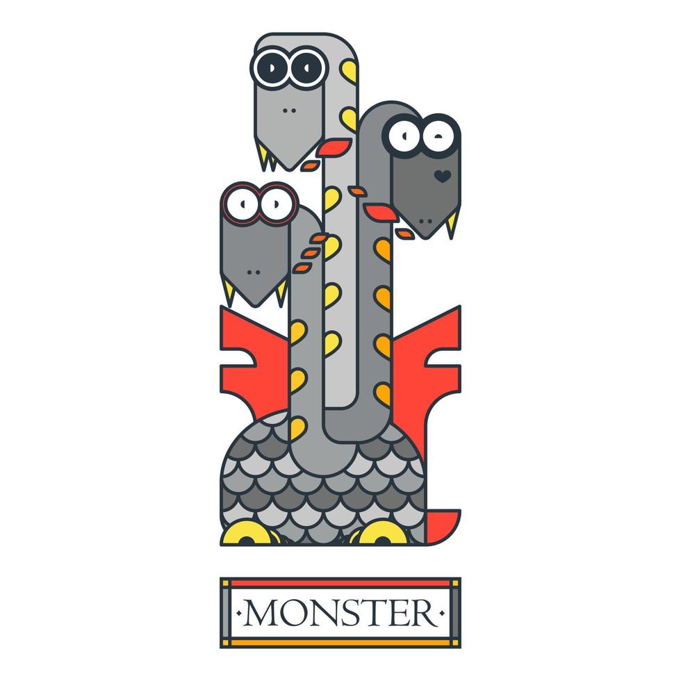 fantastisch draak monster schepsel. middeleeuws legendarisch gevleugeld draak vector
