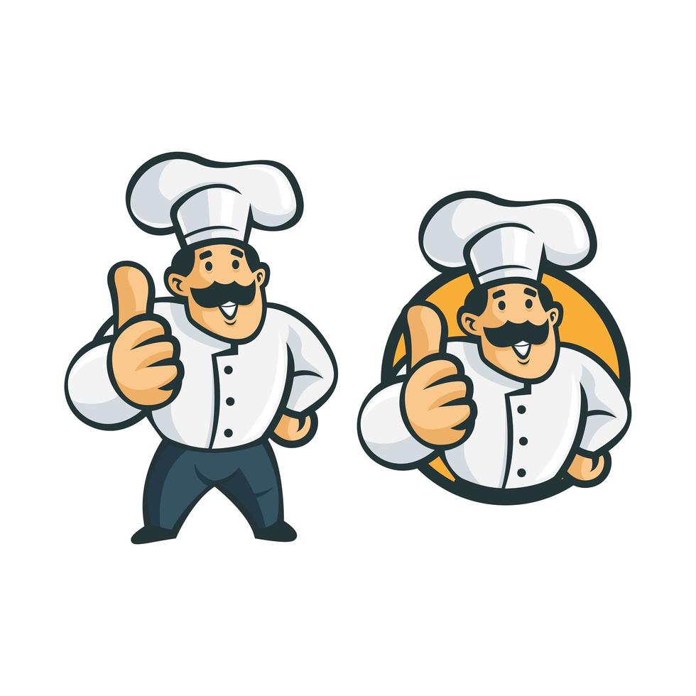 retro vintage chef-kok stripfiguur vector