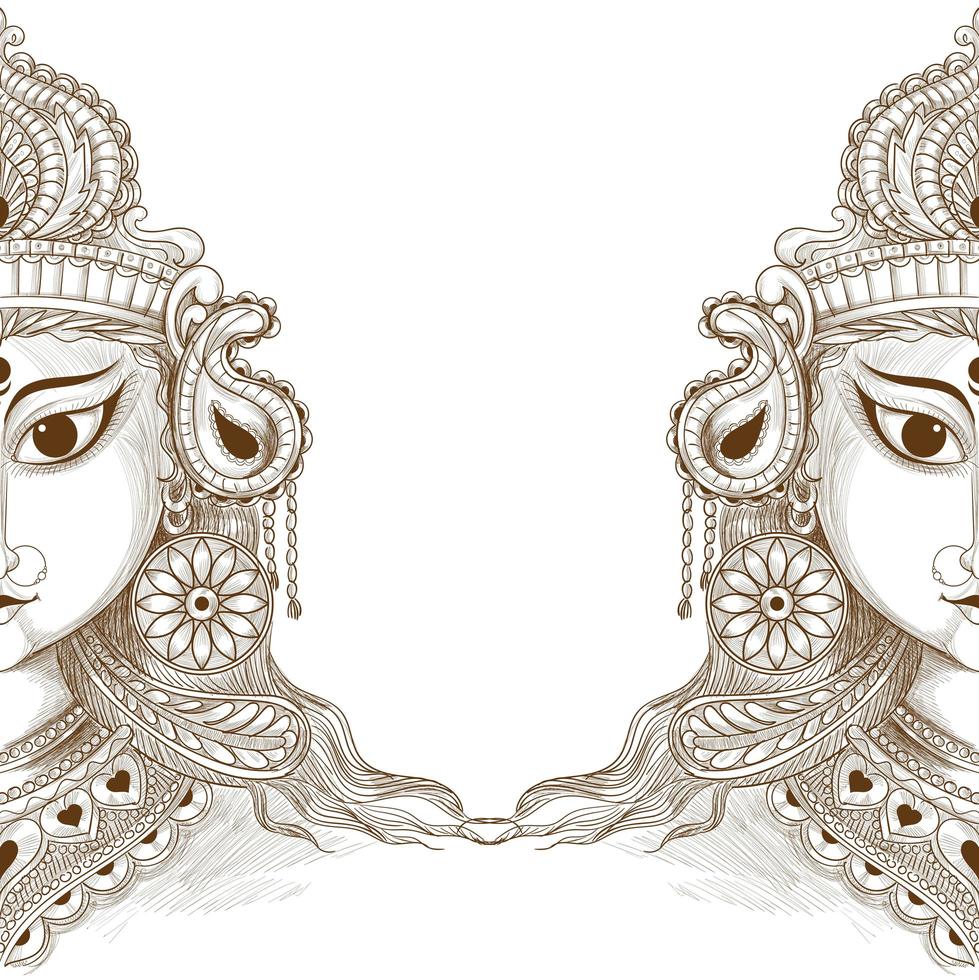 mooie navratri decoratieve schets vector