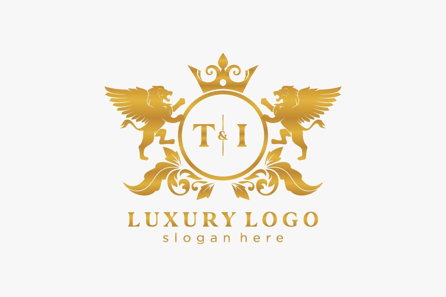 eerste ti brief leeuw Koninklijk luxe logo sjabloon in vector kunst voor restaurant, royalty, boetiek, cafe, hotel, heraldisch, sieraden, mode en andere vector illustratie.