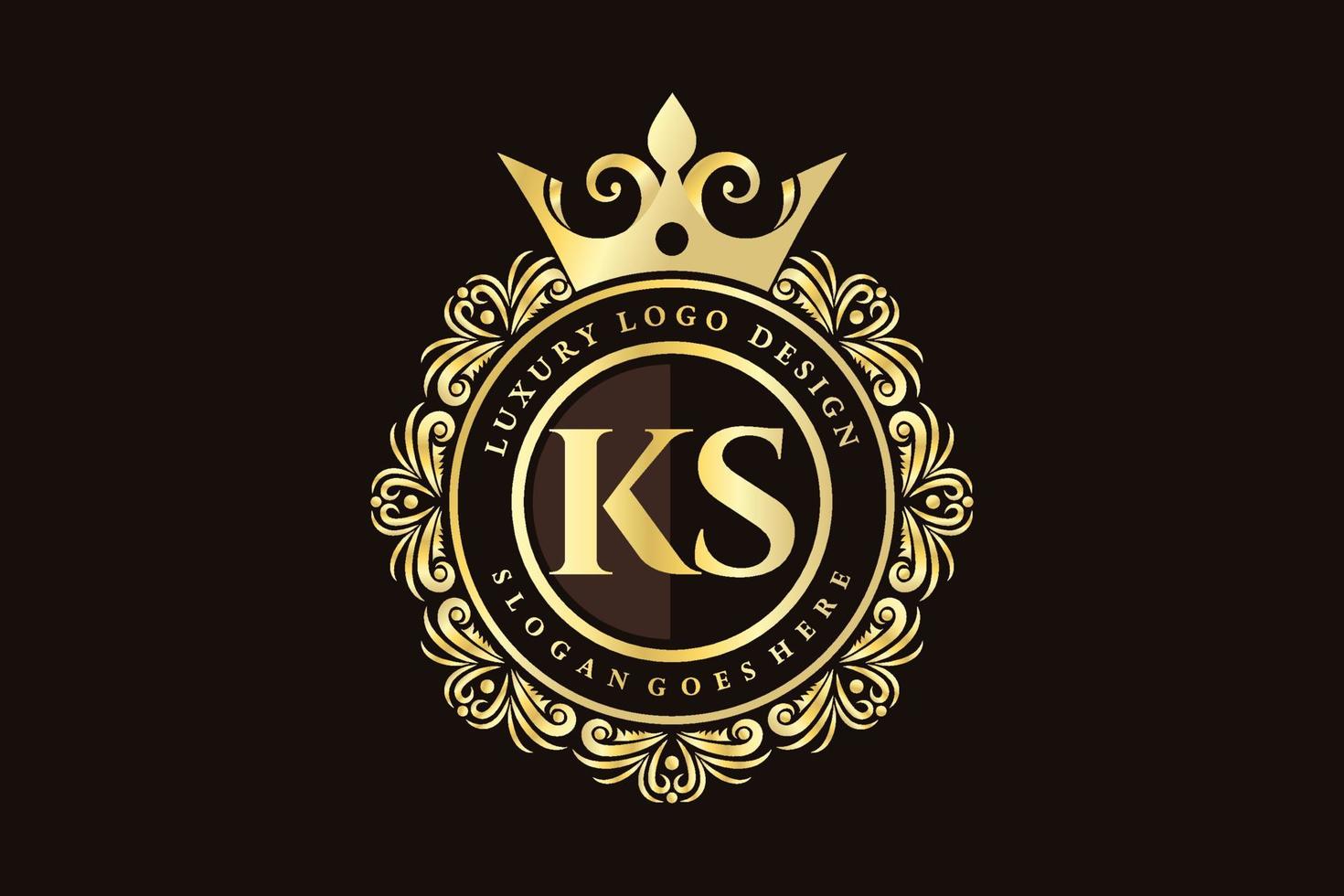 ks eerste brief goud kalligrafische vrouwelijk bloemen hand- getrokken heraldisch monogram antiek wijnoogst stijl luxe logo ontwerp premie vector