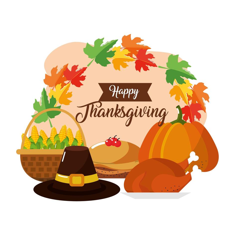 thanksgiving voedsel wenskaart vector