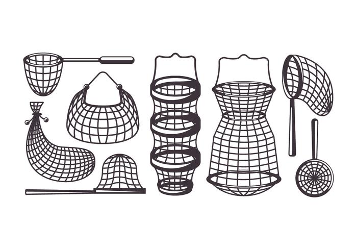 Vissen Net Vector Pictogrammen