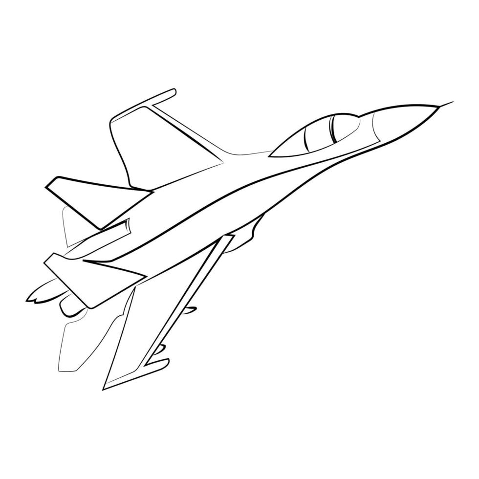 sukhoi zo-27 flanker minimalistische lijn tekening vector illustratie.ukrainian leger vliegtuig schetsen illustratie