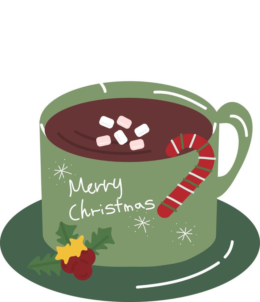 Kerstmis chocola mok.kerstmis afdrukken benodigdheden. vrolijk Kerstmis partij mensen vieren Kerstmis vlak illustratie .inpakken papier. Kerstmis afdrukken benodigdheden vector