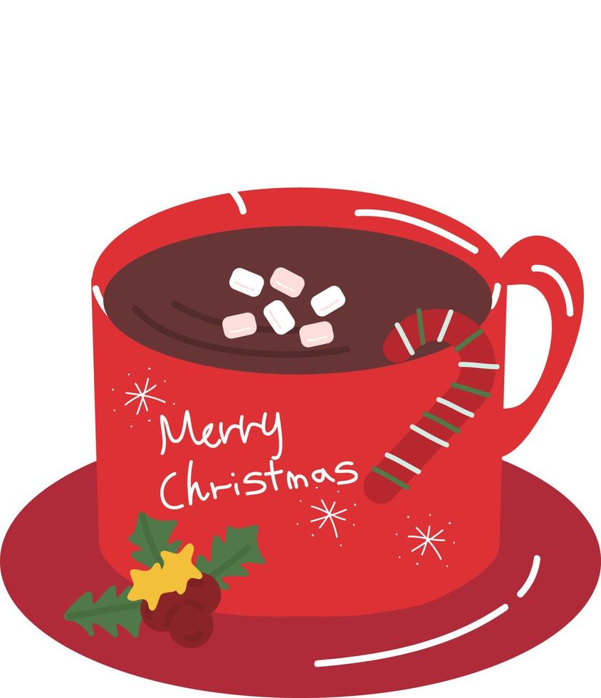 Kerstmis chocola mok.kerstmis afdrukken benodigdheden. vrolijk Kerstmis partij mensen vieren Kerstmis vlak illustratie .inpakken papier. Kerstmis afdrukken benodigdheden vector