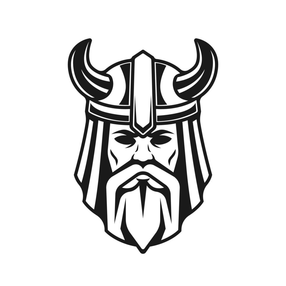 viking met baard en helm logo icoon vector illustratie