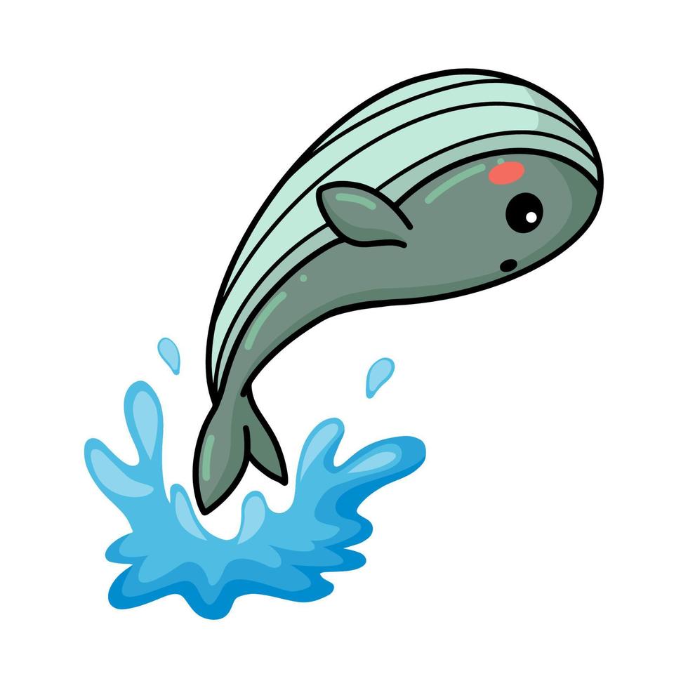 schattig weinig walvis tekenfilm jumping vector