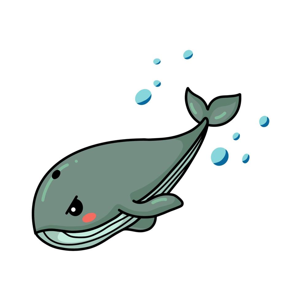 schattig weinig walvis tekenfilm zwemmen vector