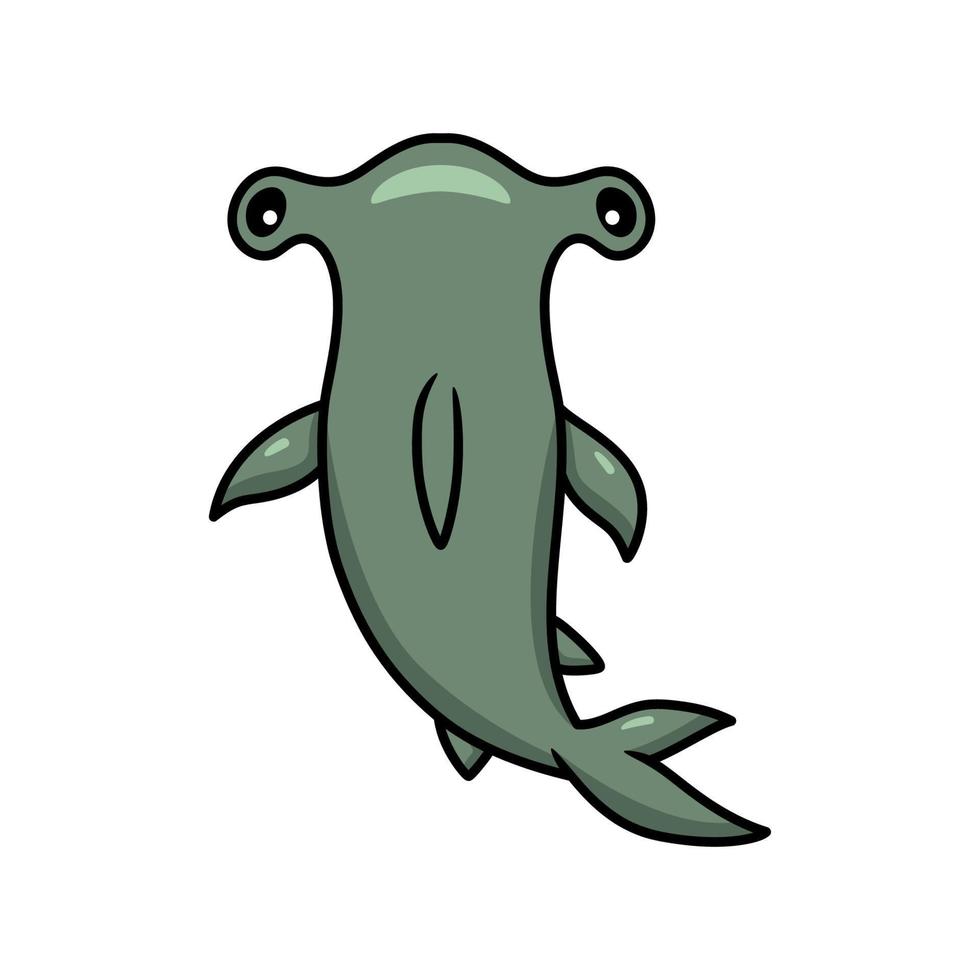 schattig weinig hamerhaai haai tekenfilm zwemmen vector