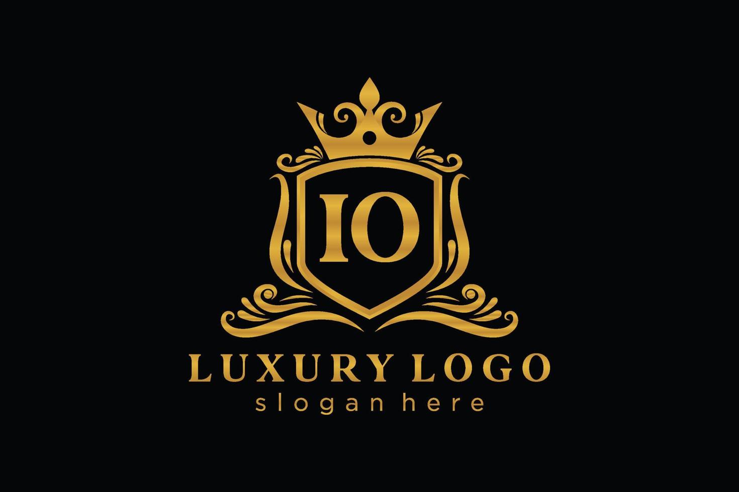 eerste io brief Koninklijk luxe logo sjabloon in vector kunst voor restaurant, royalty, boetiek, cafe, hotel, heraldisch, sieraden, mode en andere vector illustratie.