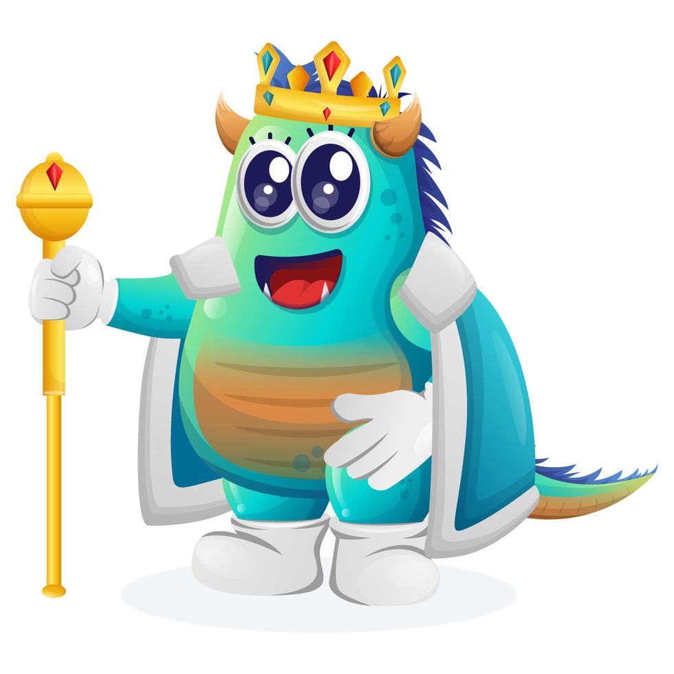 schattig blauw monster koning vector