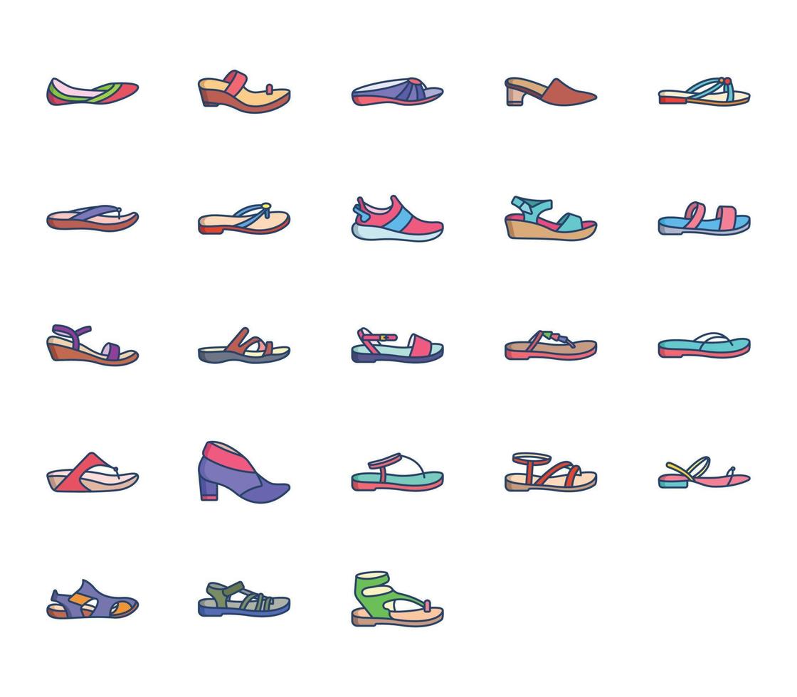 sandalen en schoenen icoon reeks vector