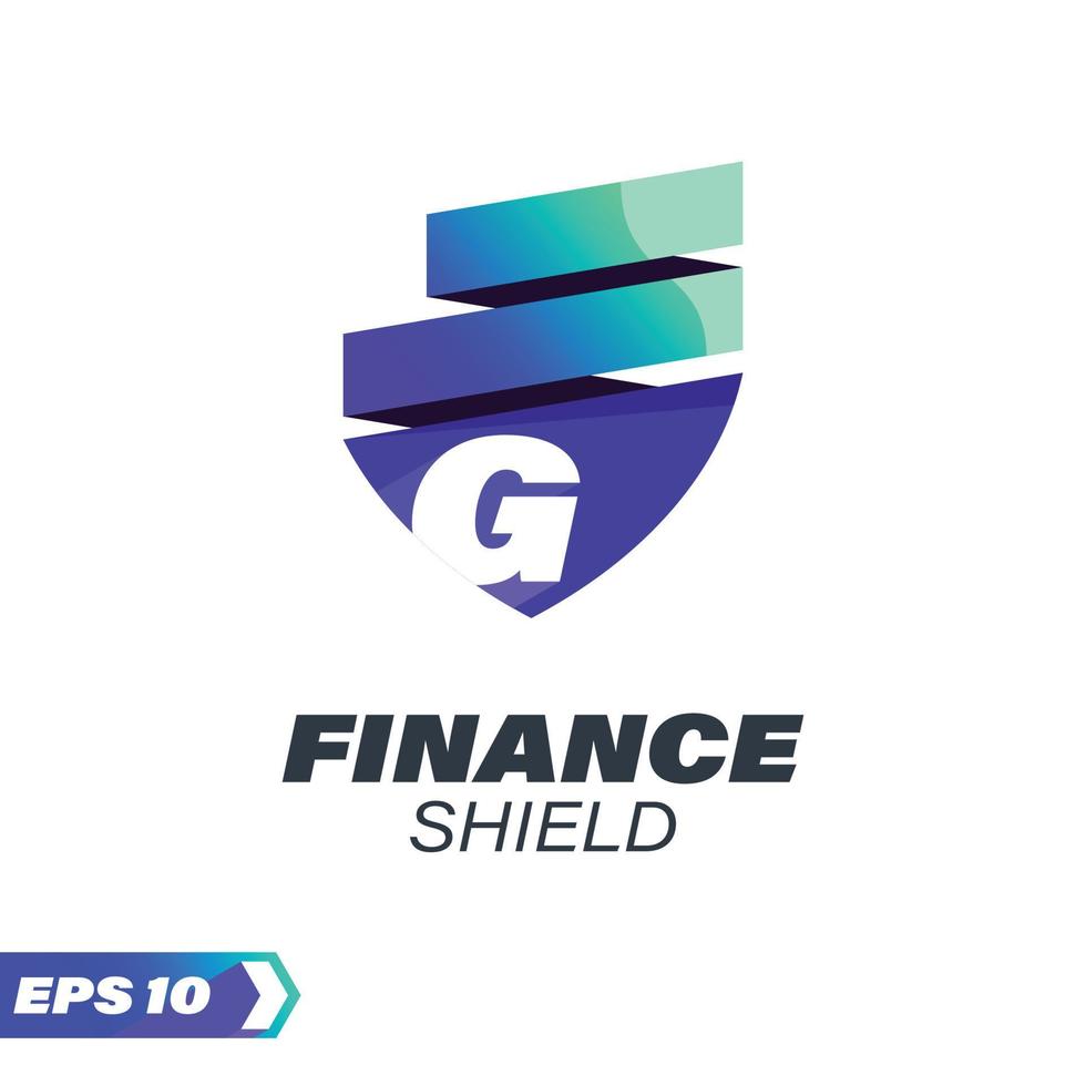 financiën schild alfabet g logo vector