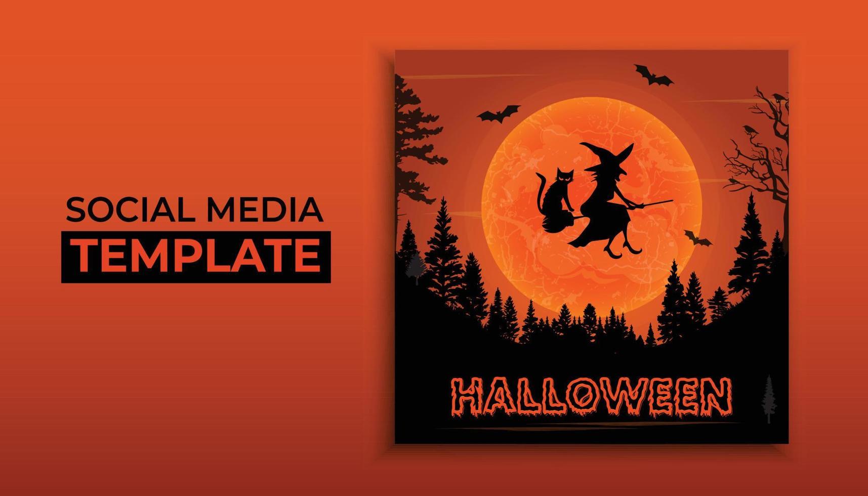 Halloween-postsjabloon voor sociale media vector