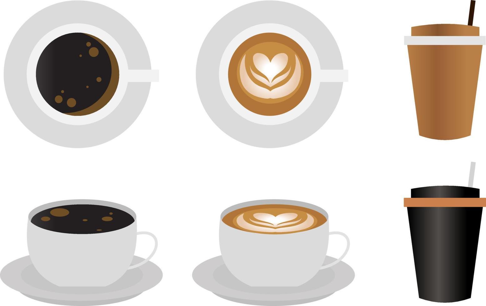 koffie in een kop en een mok, voedsel en drank concept illustratie, koffie drinken in een cafe vector