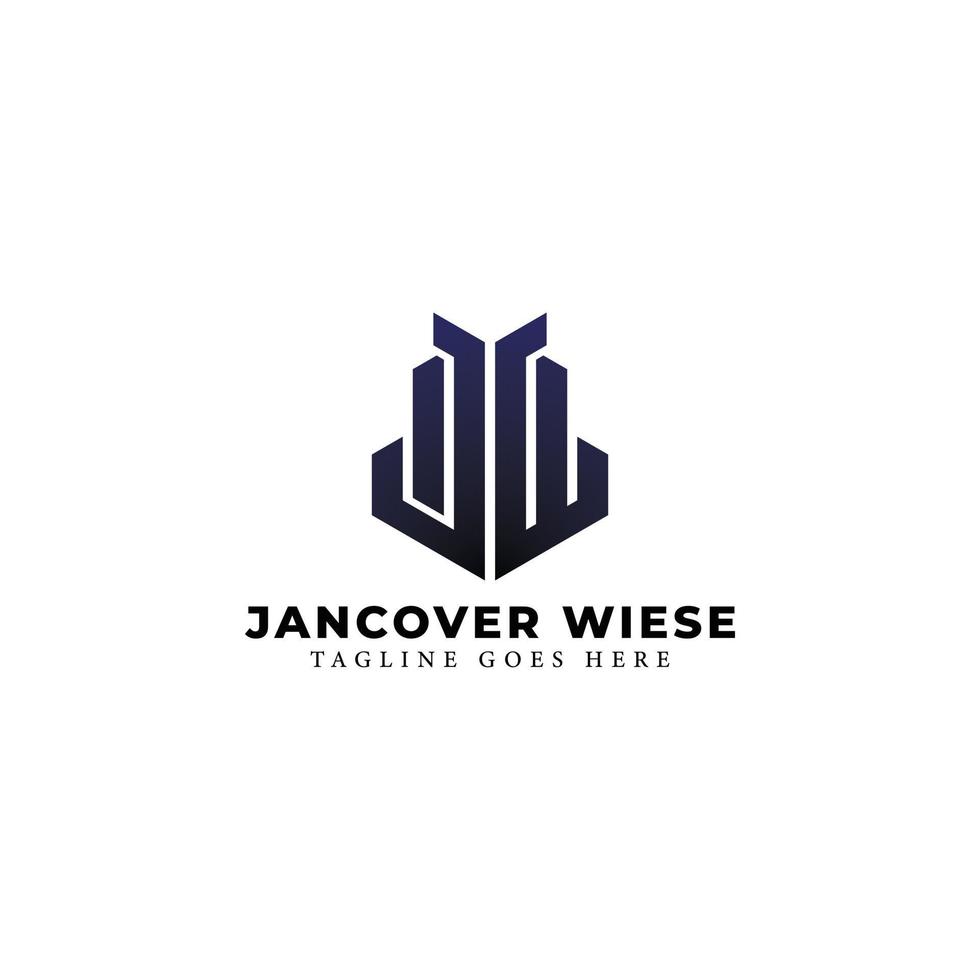 abstract eerste brief jw of wj logo in blauw Zwart kleur geïsoleerd in wit achtergrond toegepast voor persoonlijk bedrijf consultant logo ook geschikt voor de merken of bedrijven hebben eerste naam wj. vector