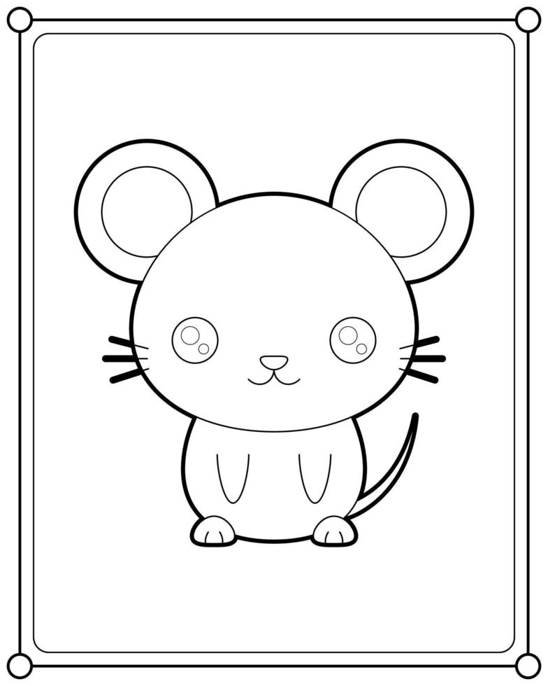 kawaii muis geschikt voor kinderen kleur bladzijde vector illustratie