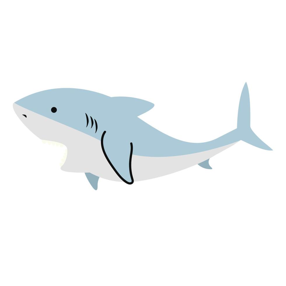 schattig wit haai vlak icoon vector