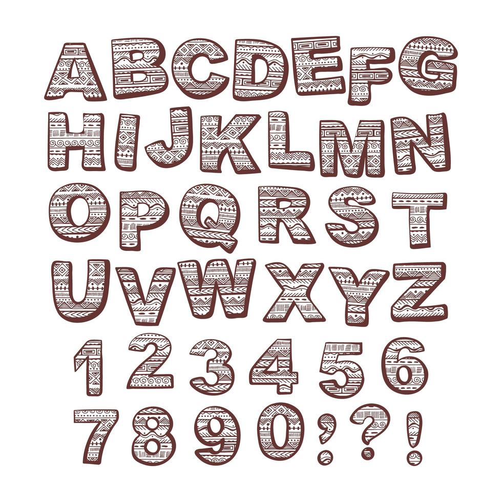 alfabet folk stijl patroon vector