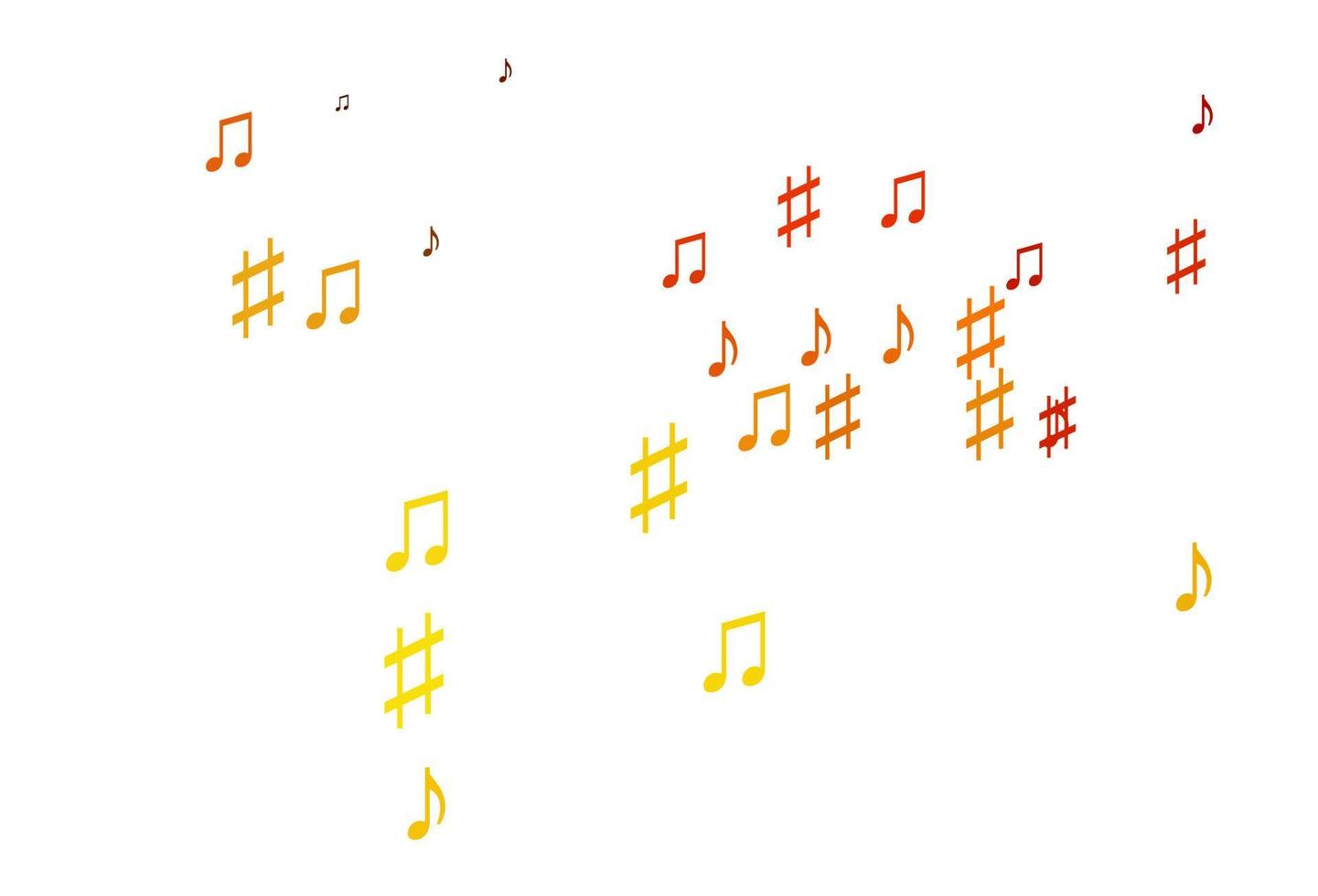 lichtoranje vectorachtergrond met muzieknota's. vector