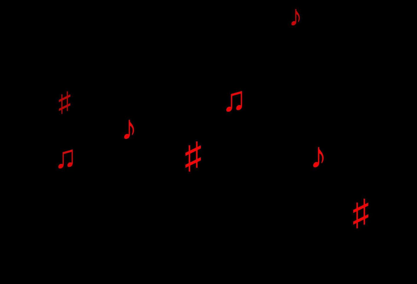 donkerrode vectortextuur met muzieknoten. vector