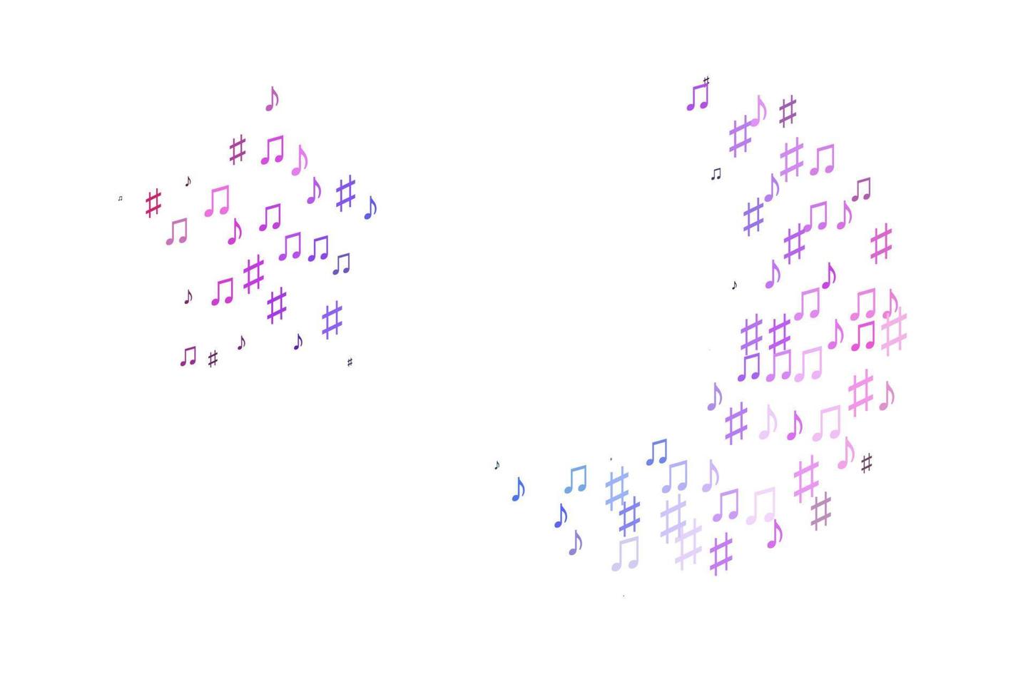 lichtroze, blauwe vectorpatroon met muziekelementen. vector
