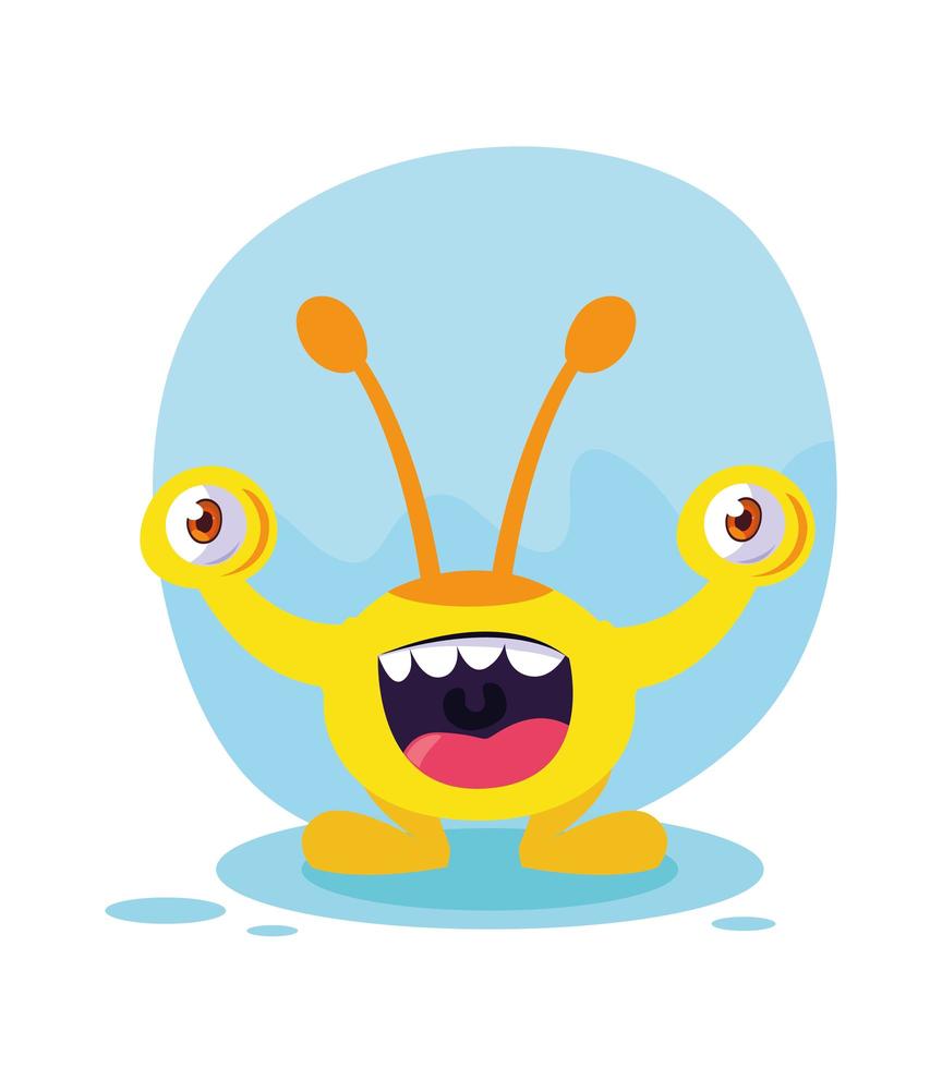 geel monster cartoon design icoon vector