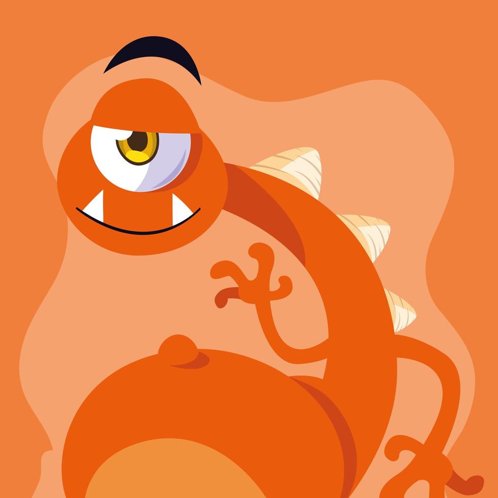 oranje monster cartoon design icoon vector