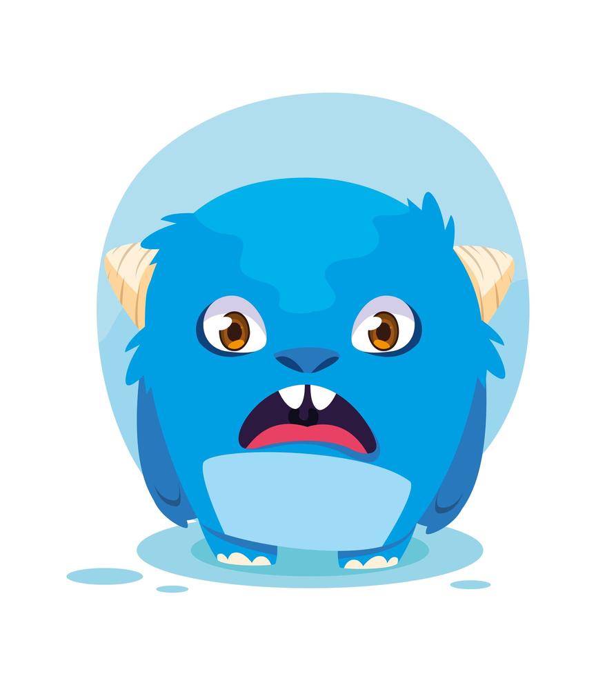 blauw monster cartoon design icoon vector