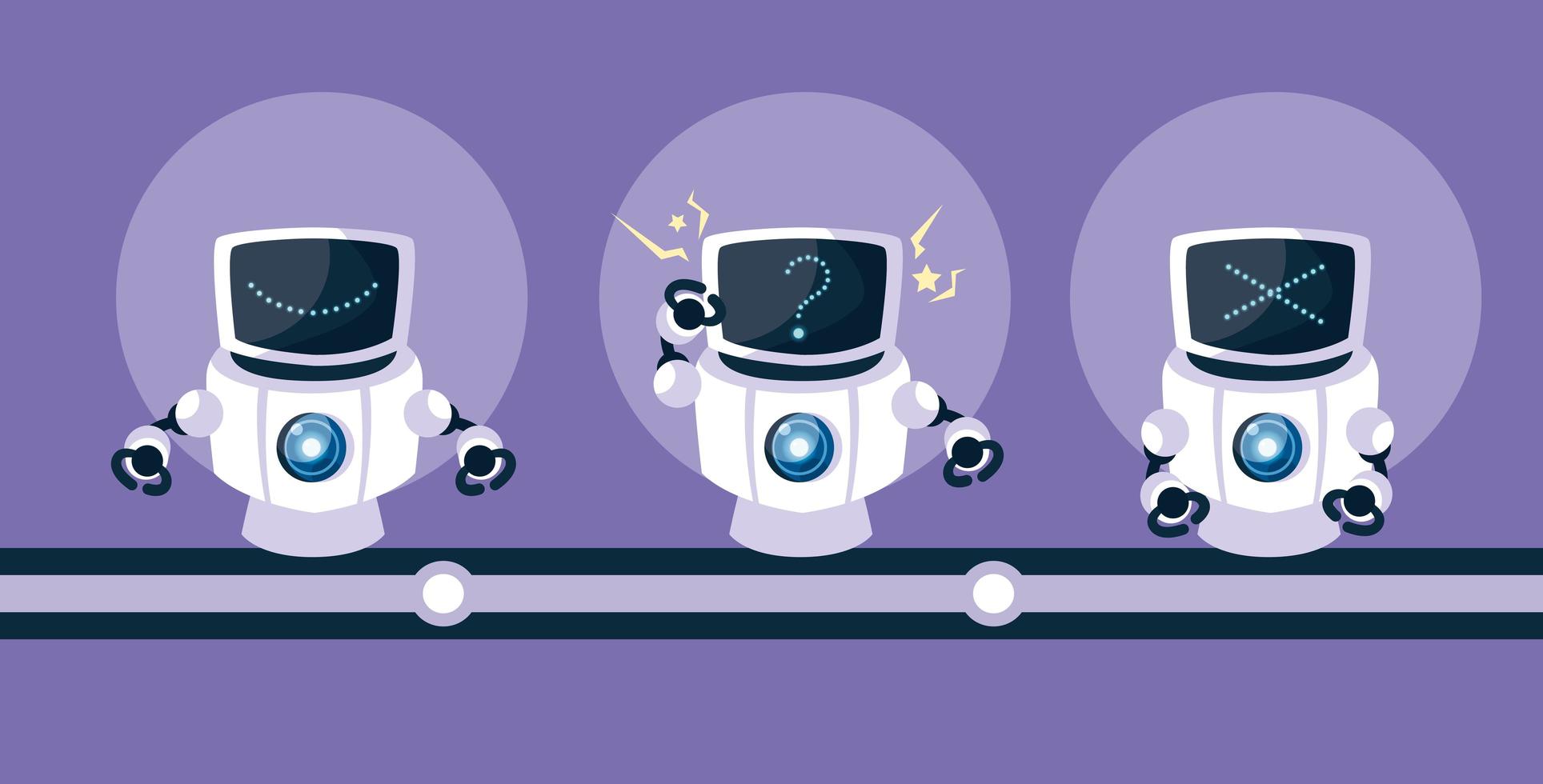 technologie robot over paarse achtergrond vector