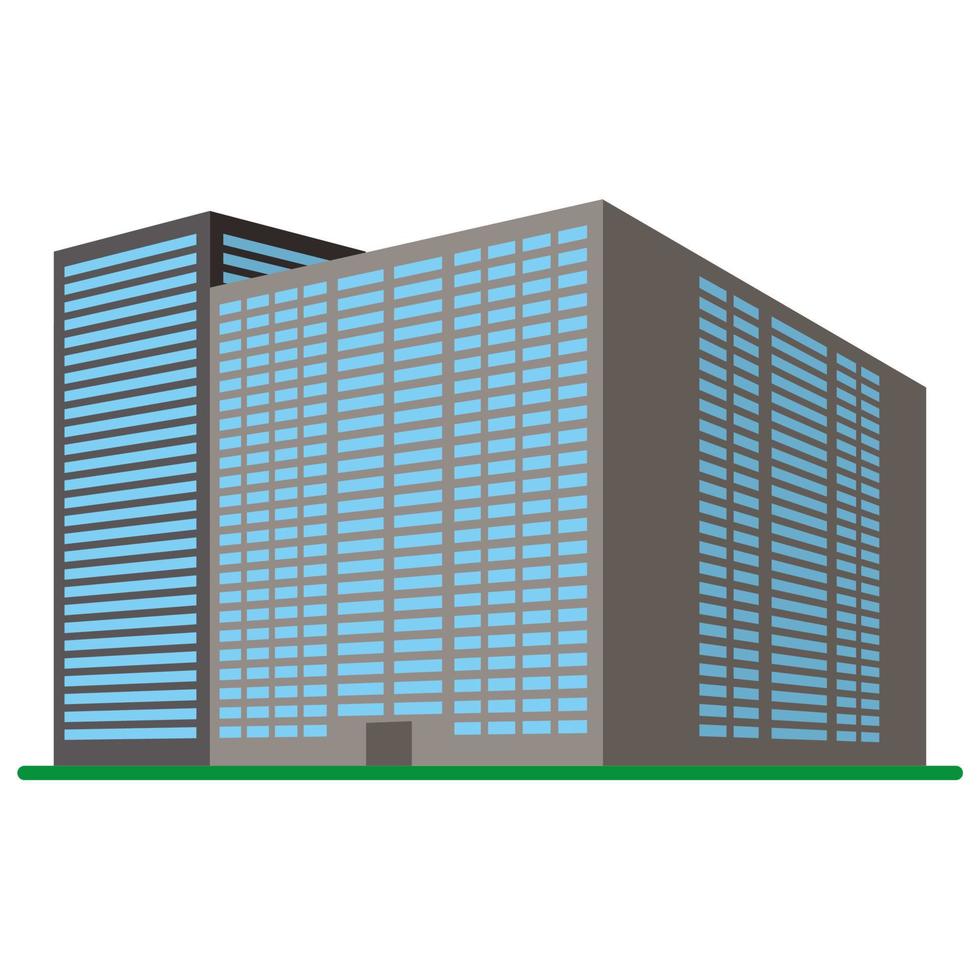 een modern hoogbouw gebouw Aan een wit achtergrond. visie van de gebouw van de onderkant. isometrische vector illustratie.