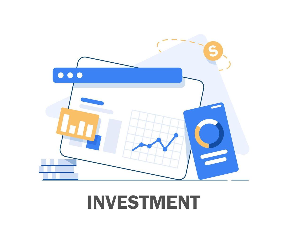 investering analyse concept spandoek, financieel planning,gegevens analyse concept, bedrijf concept voor afzet ,analyse en brainstorm, plat ontwerp icoon vector illustratie