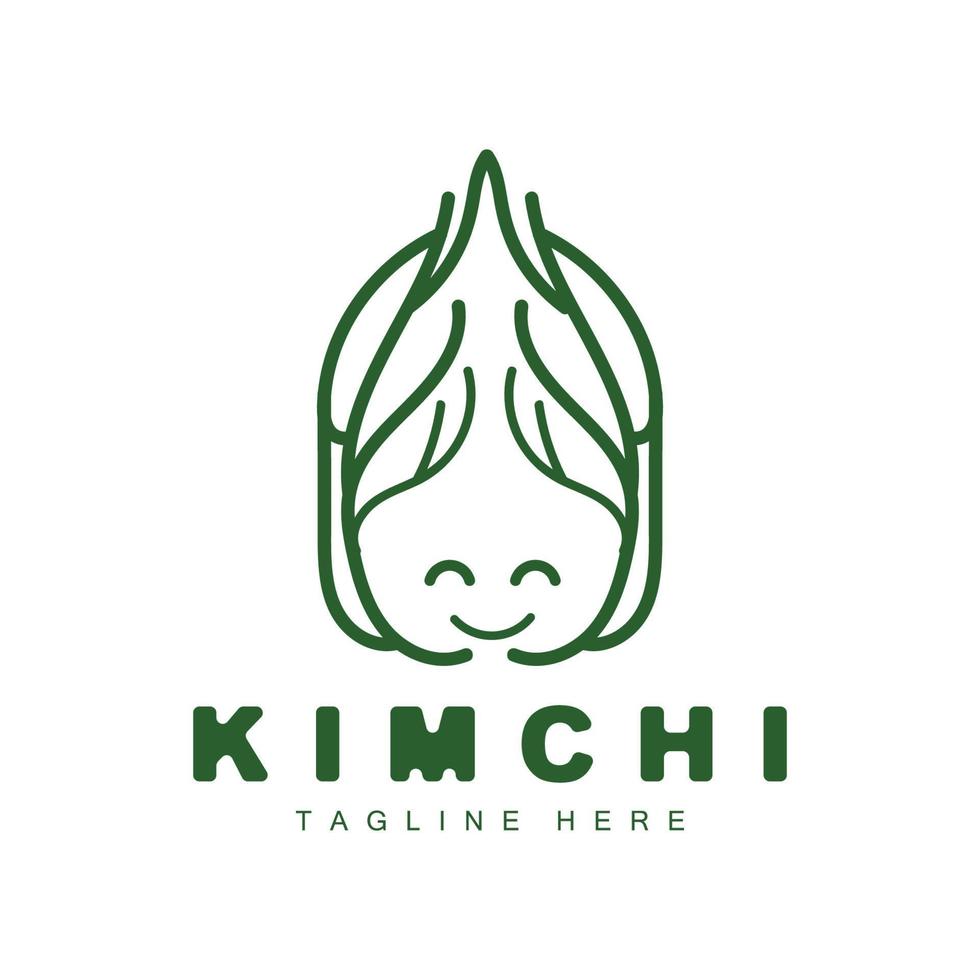 Kimchi logo ontwerp, Koreaans traditioneel voedsel vector, kool groen groente logo illustratie, bedrijf merk icoon vector