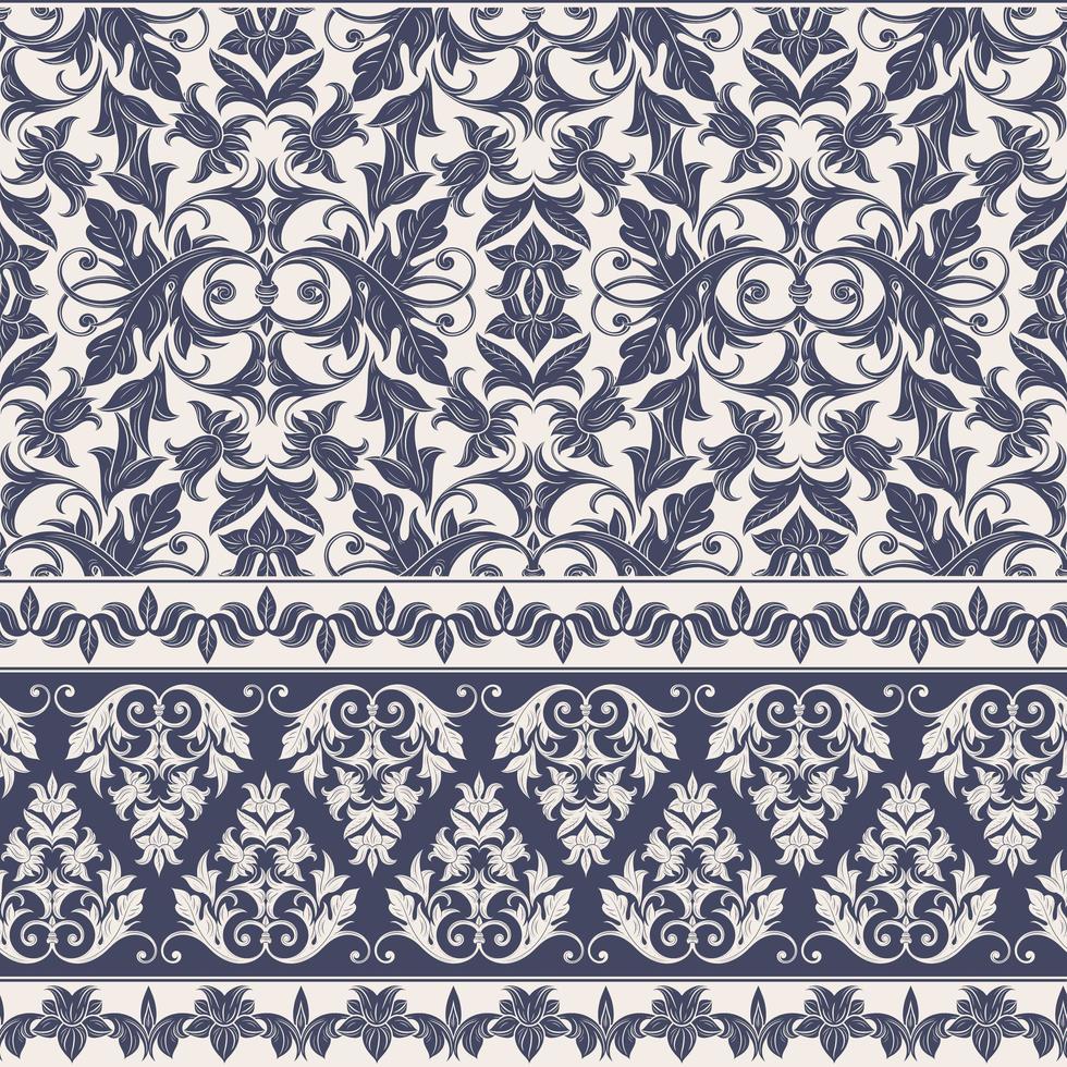 vintage blauw damast naadloze patroon vector
