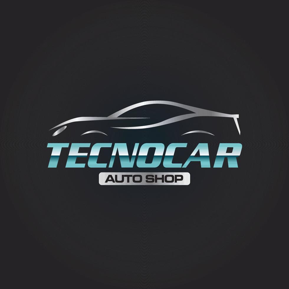 techno auto logo symbool icoon met elegant zilver blauw kleur vector