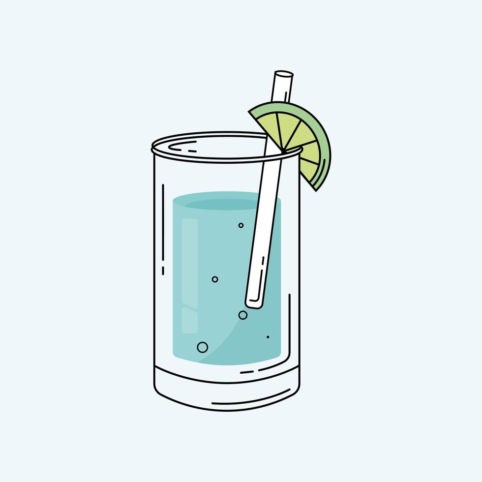 blauw cocktail met limoen vector