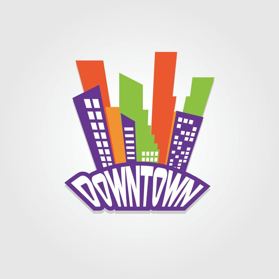 downtown stad logo ontwerp symbool icoon vector