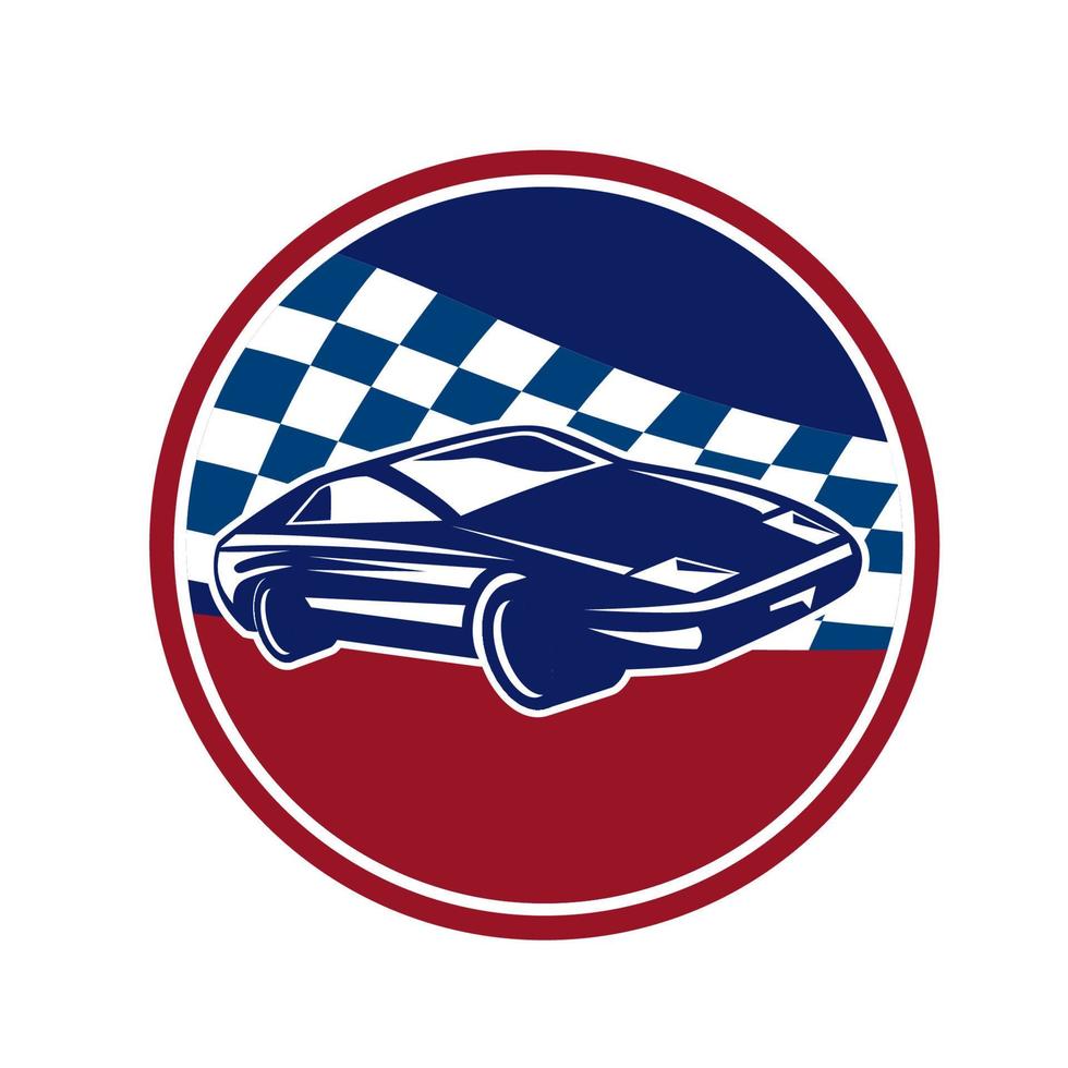 sport- auto racing geruit vlag cirkel retro vector