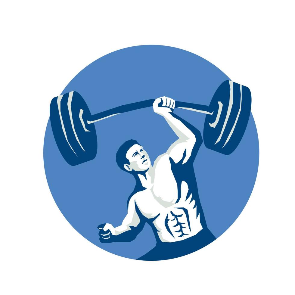 sterke man hijs- barbell een hand- stencil vector