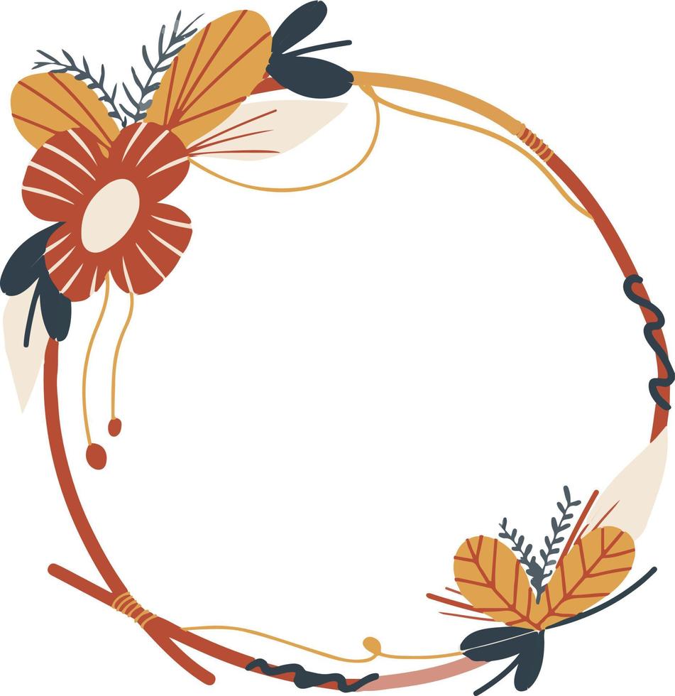 schattig boho cirkel kader hand- getrokken boho illustratie vector