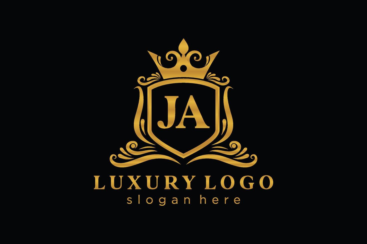 eerste ja brief Koninklijk luxe logo sjabloon in vector kunst voor restaurant, royalty, boetiek, cafe, hotel, heraldisch, sieraden, mode en andere vector illustratie.
