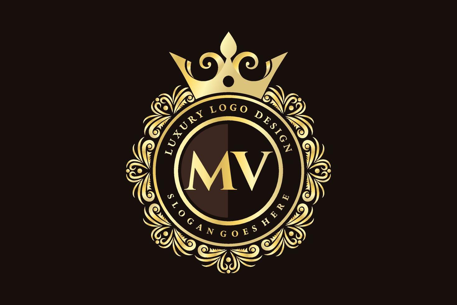 mv eerste brief goud kalligrafische vrouwelijk bloemen hand- getrokken heraldisch monogram antiek wijnoogst stijl luxe logo ontwerp premie vector