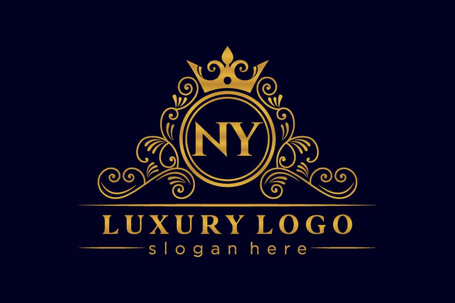 ny eerste brief goud kalligrafische vrouwelijk bloemen hand- getrokken heraldisch monogram antiek wijnoogst stijl luxe logo ontwerp premie vector